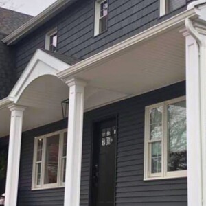 Vinyl Clapboard Siding in the color Carbon with White Trim