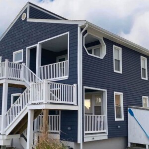 Vinyl Dutchlap Siding and Shake in color Slate with White trim