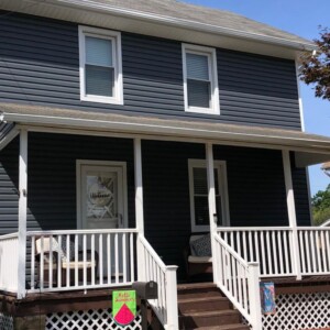 Vinyl Dutchlap Siding in the color Slate with White trim